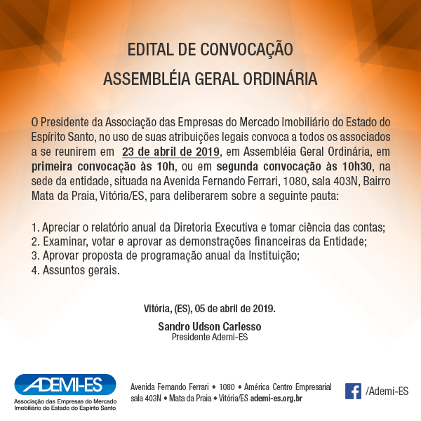 EDITAL DE CONVOCAÇÃO – ASSEMBLÉIA GERAL ORDINÁRIA